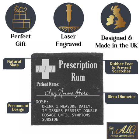 Personalised Rum Glass with  Engraved Prescription - Always Looking Good -   