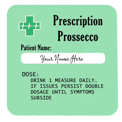 Personalised Prosecco Glass Gift with Engraved Prescription