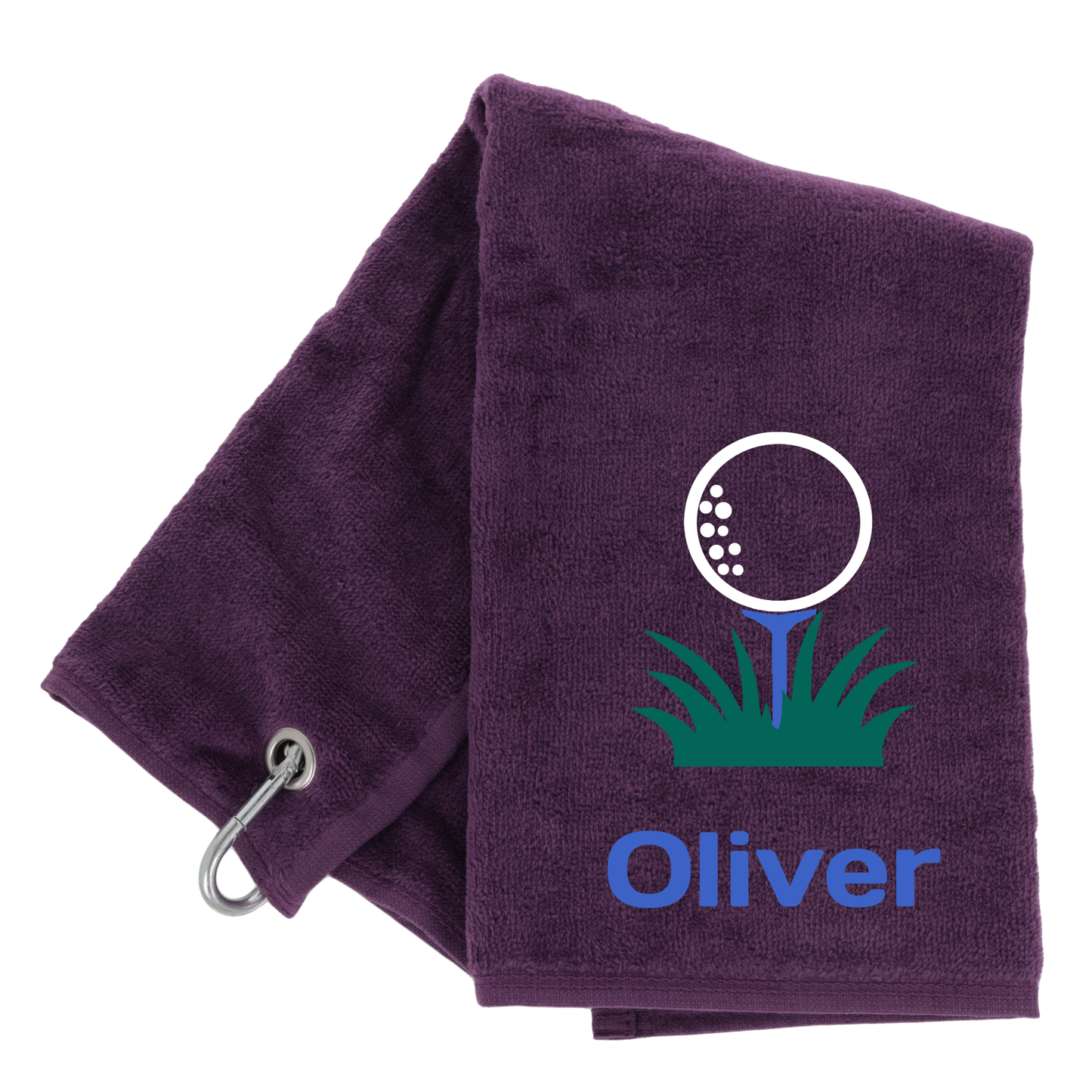 Personalised GOLF Towel - Embroidered Trifold Towel with Carabiner Clip