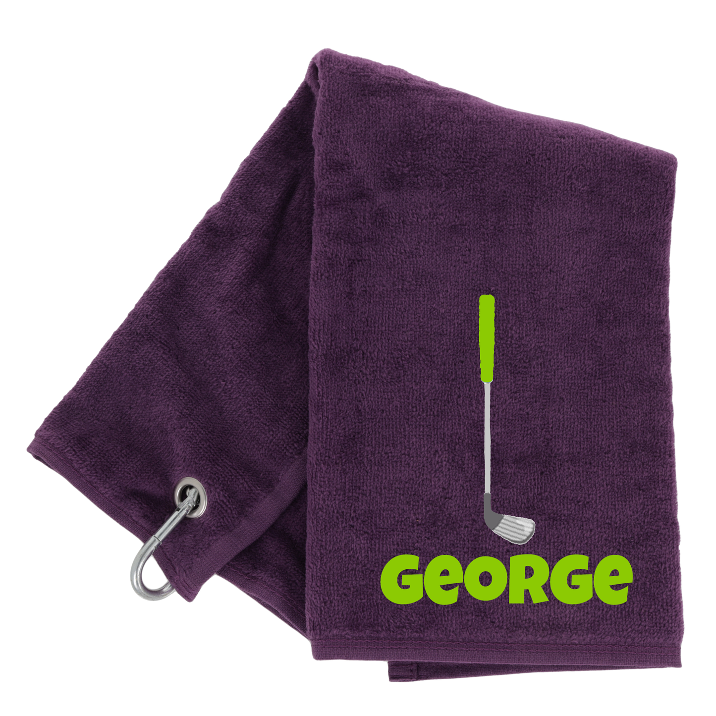 Personalised GOLF Towel - Embroidered Trifold Towel with Carabiner Clip