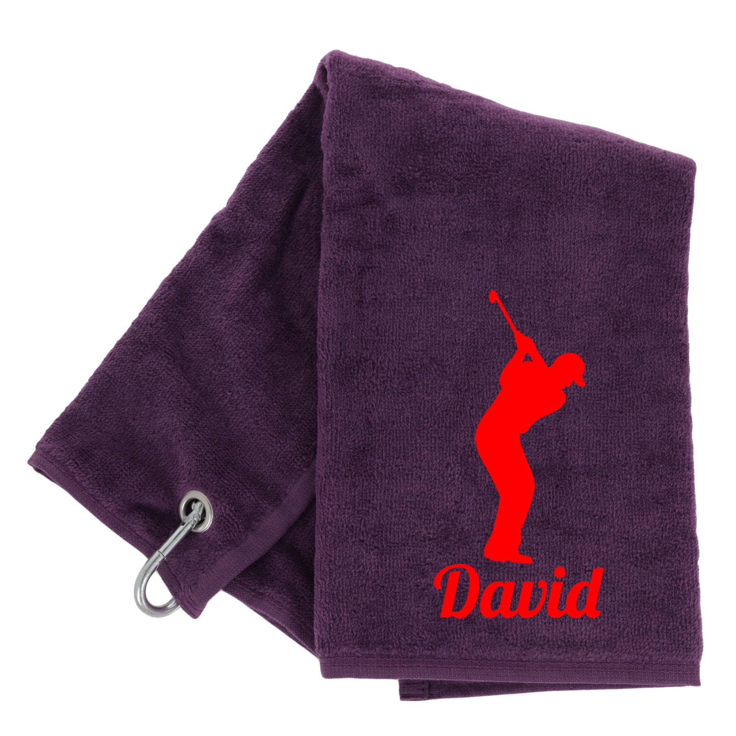 Personalised GOLF Towel - Embroidered Trifold Towel with Carabiner Clip