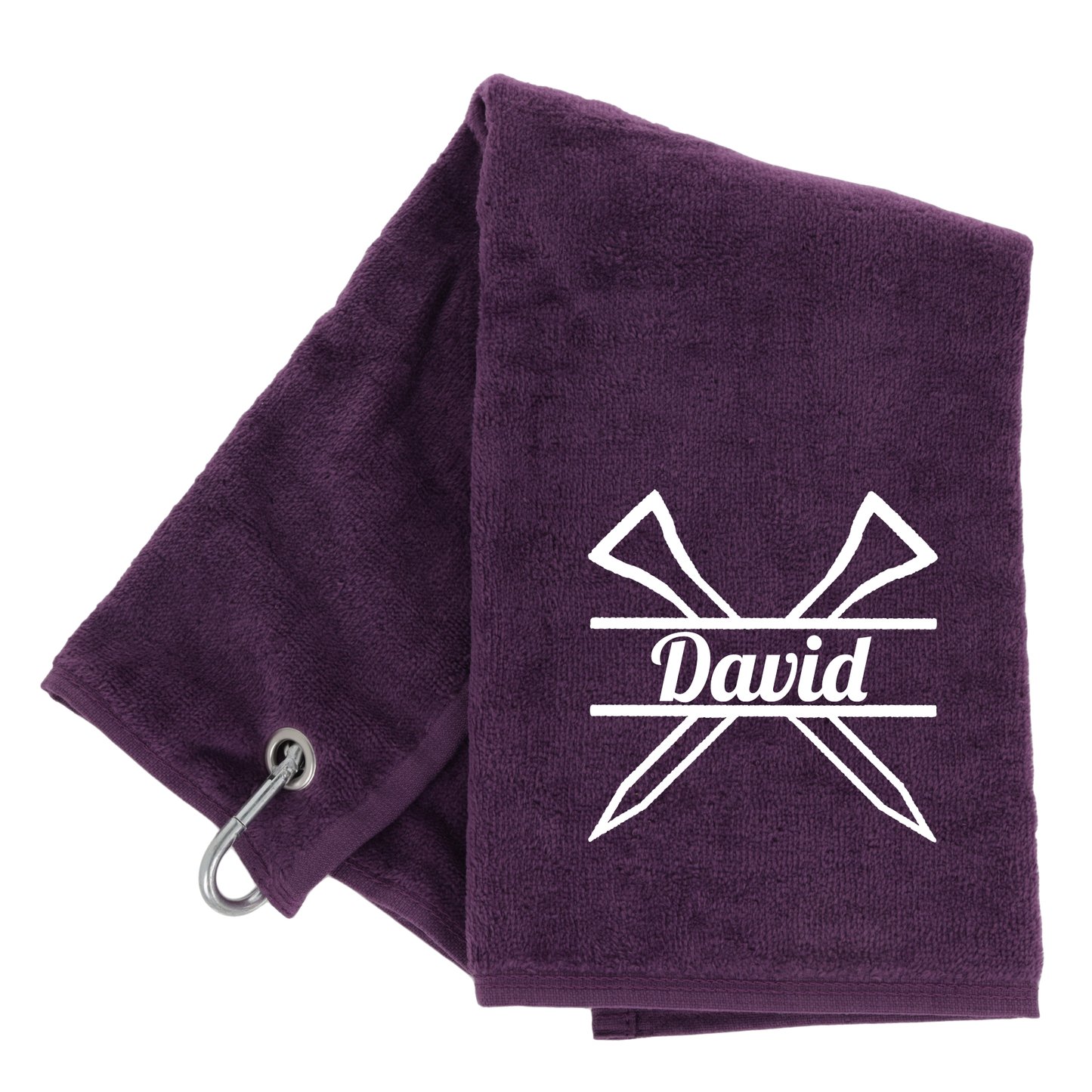 Personalised GOLF Towel - Embroidered Trifold Towel with Carabiner Clip