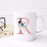 Monogrammed Floral Initial Ceramic Mug – Pink Letter Design