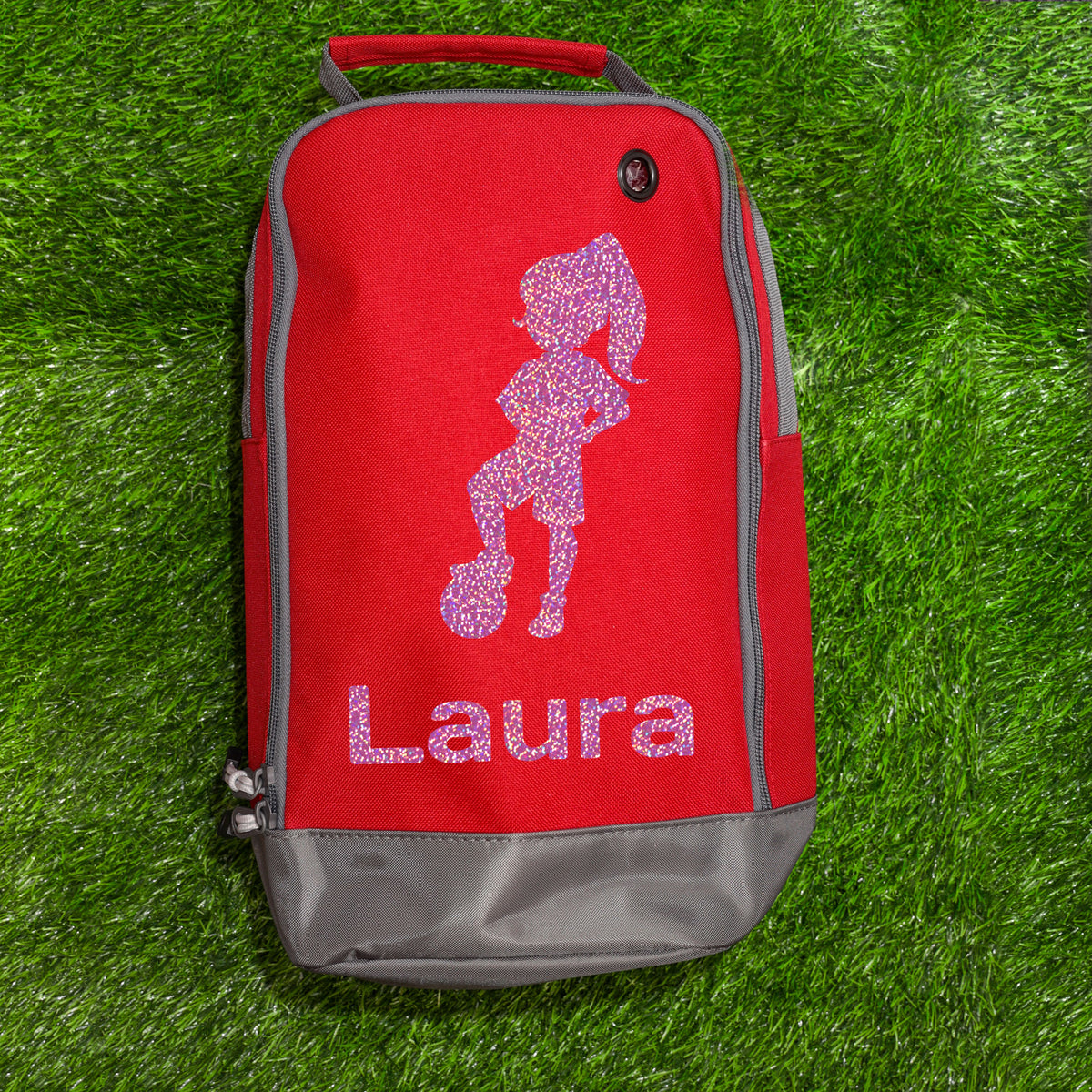 Football Boot Bag or Shoe Bag – Personalised with Name | Girl Footballer Design