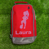Football Boot Bag or Shoe Bag – Personalised with Name | Girl Footballer Design