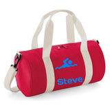 Personalised Swimming Barrel Bag | Kids Sports Holdall with Name
