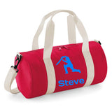 Personalised Cricket Design Barrel Bag | Kids Sports Holdall with Name