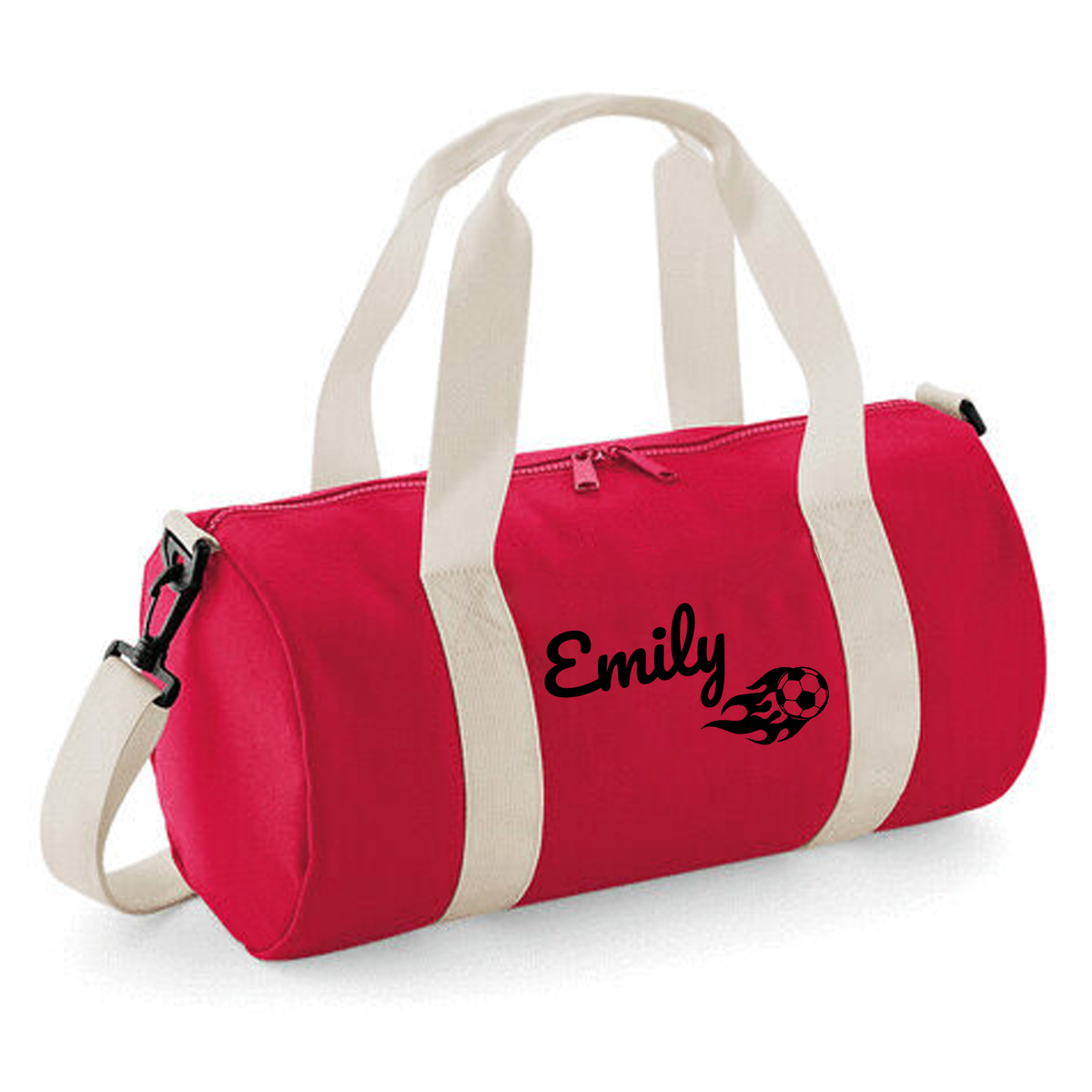 Personalised Flaming Football Barrel Bag | Kids Sports Holdall with Name