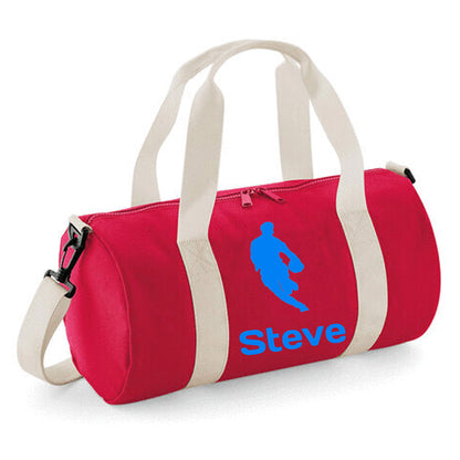 Personalised Rugby Player Barrel Bag 12L - With Logo and Name