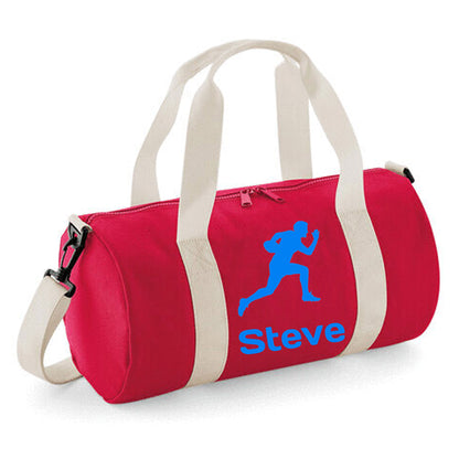 Personalised Rugby Side On Player Barrel Sports Bag with Name