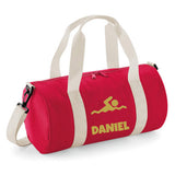 Personalised Swimming Barrel Bag | Kids Sports Holdall with Name