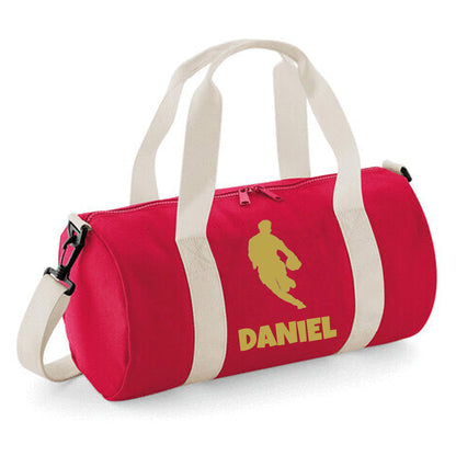 Personalised Rugby Player Barrel Bag 12L - With Logo and Name