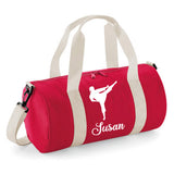Personalised Karate Kick Barrel Bag | Kids Sports Holdall with Name