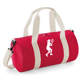Personalised Female Tennis Player Barrel Bag | Kids Sports Holdall with Name