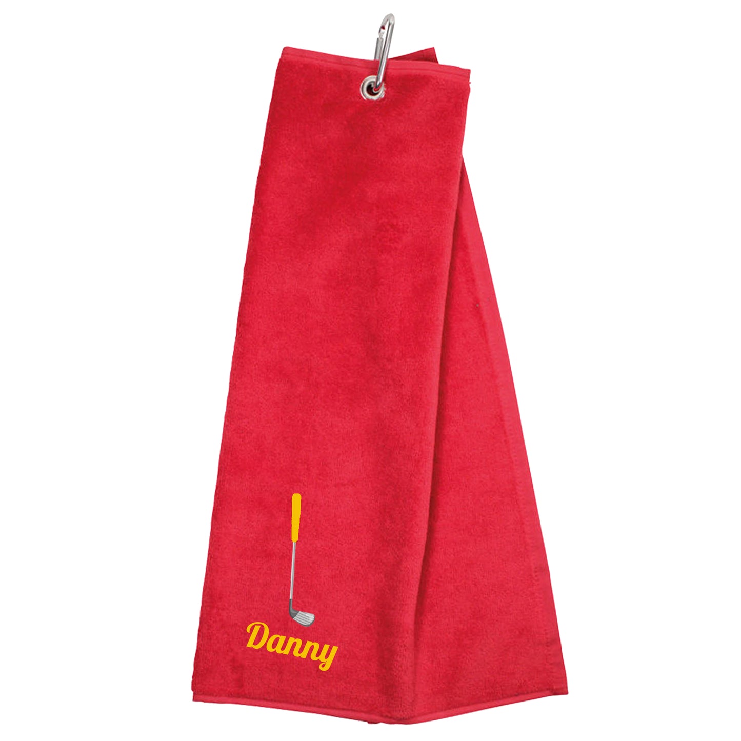 Personalised GOLF Towel - Embroidered Trifold Towel with Carabiner Clip