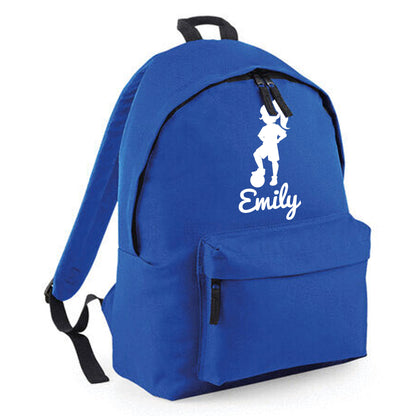 Personalised Girl Footballer Design Backpack, Kids Rucksack with Name