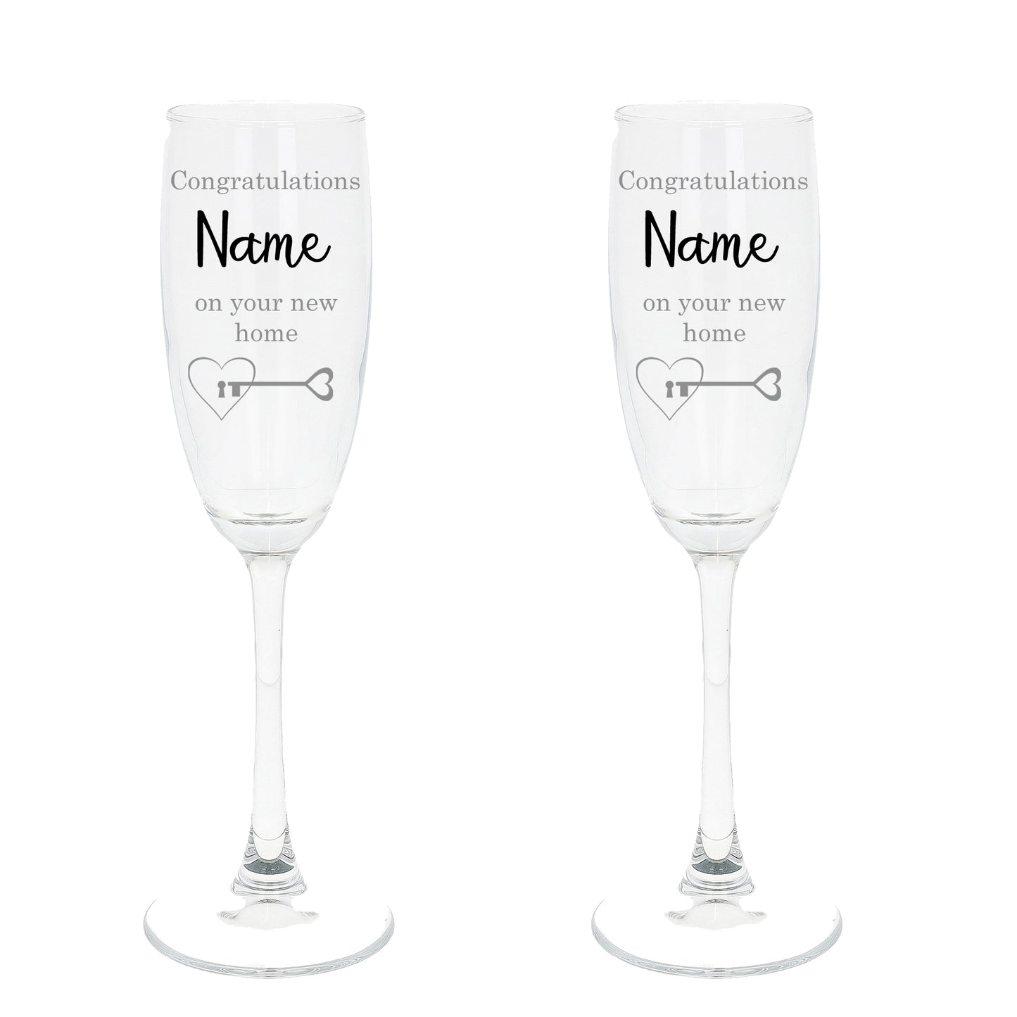 Personalised Engraved New Home Champagne Glass Set of Two Glasses