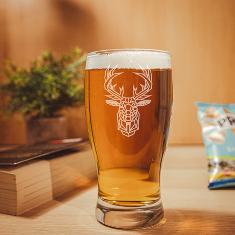 Stag Engraved Beer Pint Glass  (lifestyle)- Always Looking Good -   