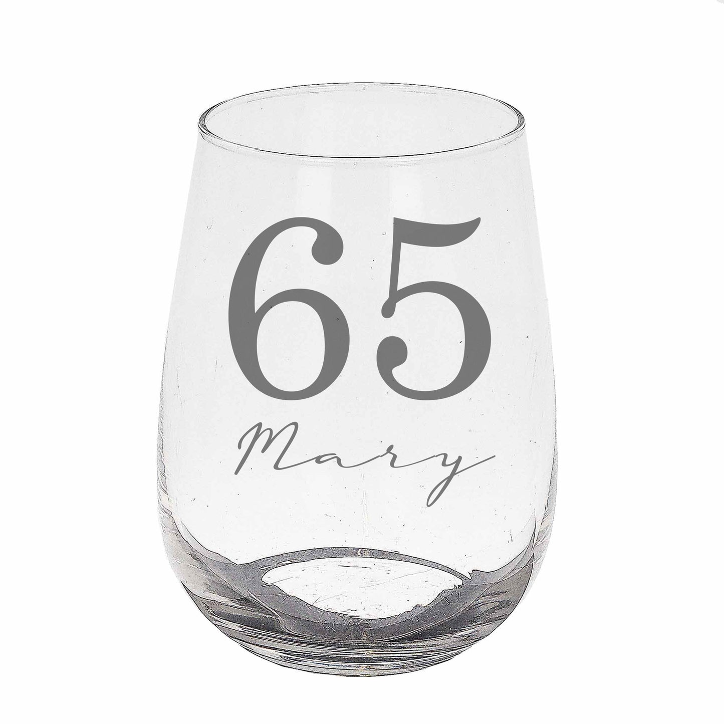 Personalised Gin Glass & Coaster – Engraved Name and Age Birthday Gift