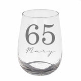 Personalised Engraved Name and Age Stemless Gin Glass – Birthday Gift