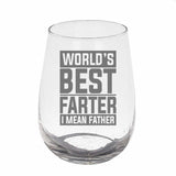 Best Farter I Mean Father Engraved Stemless Gin Glass – Funny Gift for Dad