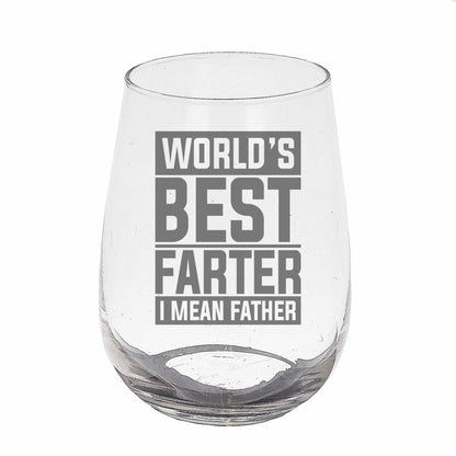 Best Farter I Mean Father Engraved Stemless Gin Glass - Gift for Dad