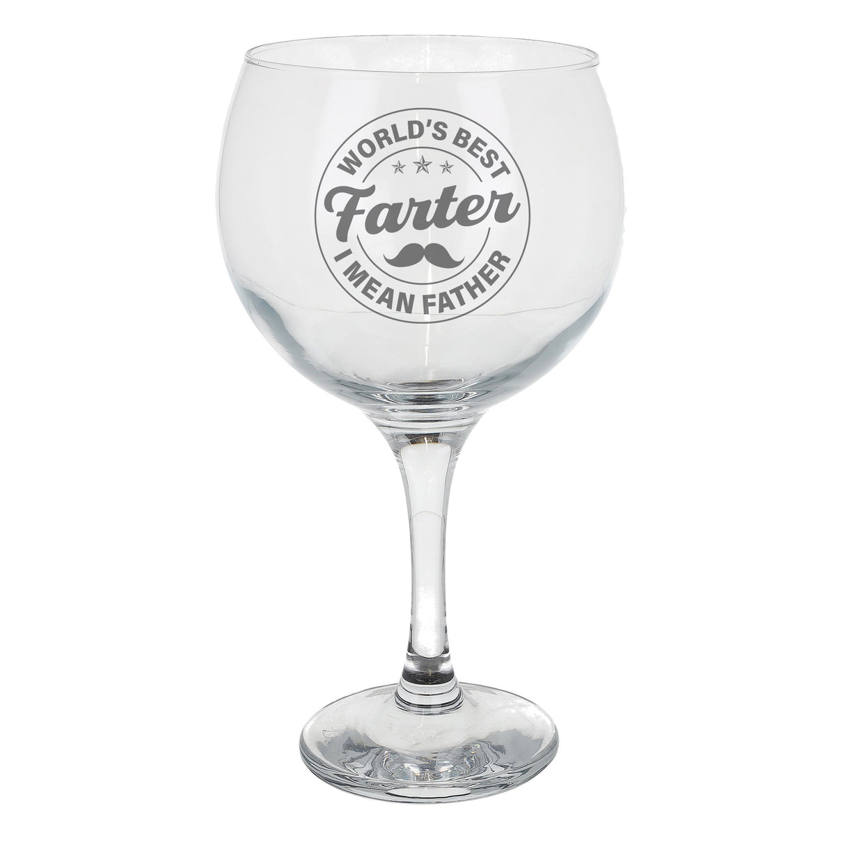 Best Farter I Mean Father Circle Design Engraved Goblet Gin Glass – Funny Gift for Dad