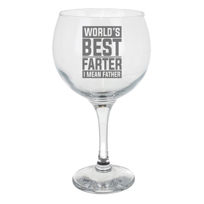 Best Farter I Mean Father Engraved Goblet Gin Glass & Slate Coaster Set for Dad