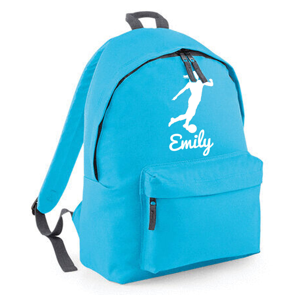 Personalised Female Footballer Backpack | Kids School Bag with Name