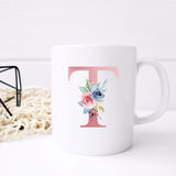 Monogrammed Floral Initial Ceramic Mug – Pink Letter Design