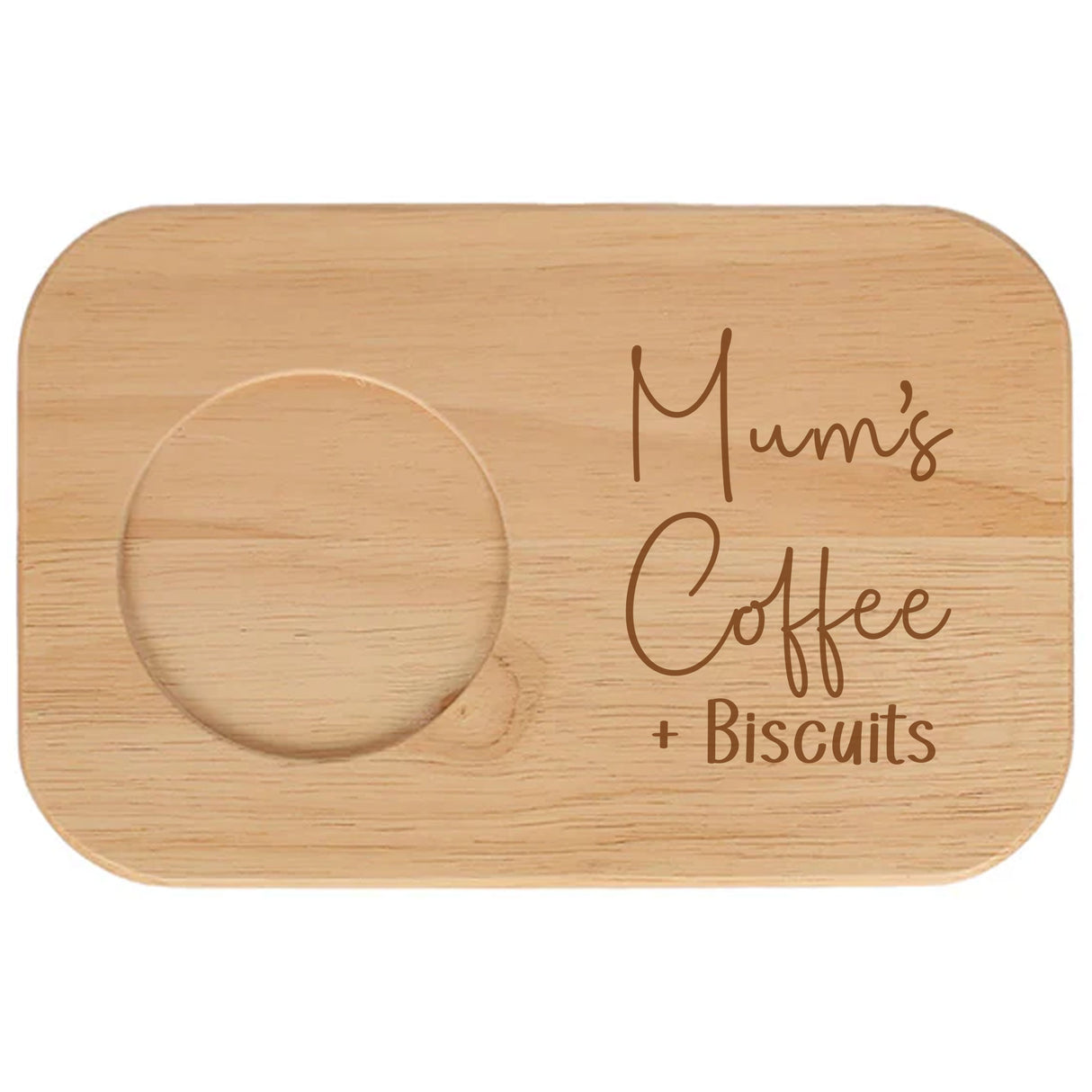 Personalised Mum's Coffee & Biscuit Engraved Board with Optional Mug