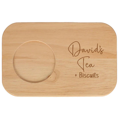 Personalised Tea & Biscuit Engraved Board with Optional Mug and Message