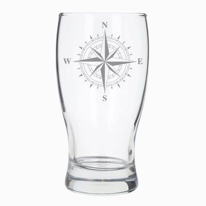 Compass Engraved Beer Pint Glass and/or Coaster Set  - Always Looking Good - Pint Glass Only  laser engraved beer glass