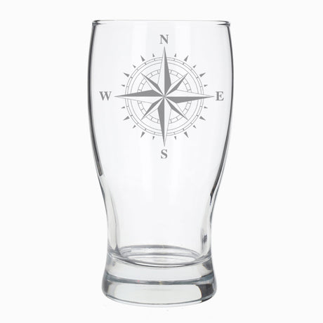 Compass Engraved Beer Pint Glass and/or Coaster Set  - Always Looking Good - Pint Glass Only  laser engraved beer glass