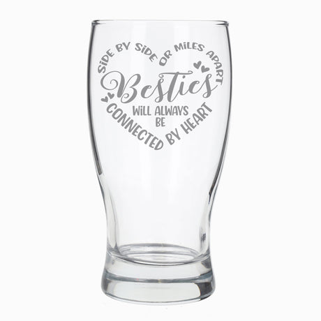 Besties Connected By Heart Engraved Beer Glass and/or Coaster Set  - Always Looking Good -   gift for best friend