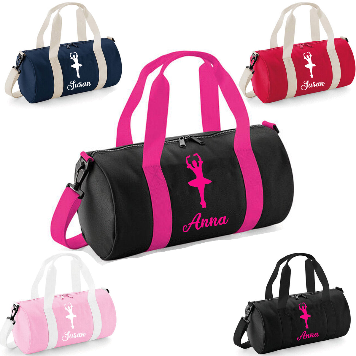 Personalised Ballerina Barrel Bag | Kids Dance Holdall with Name