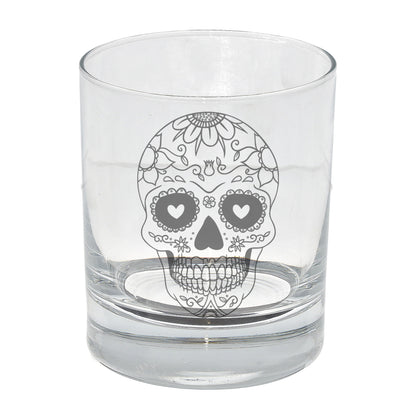 Sugar Skull Engraved Whisky Glass  - Always Looking Good -   