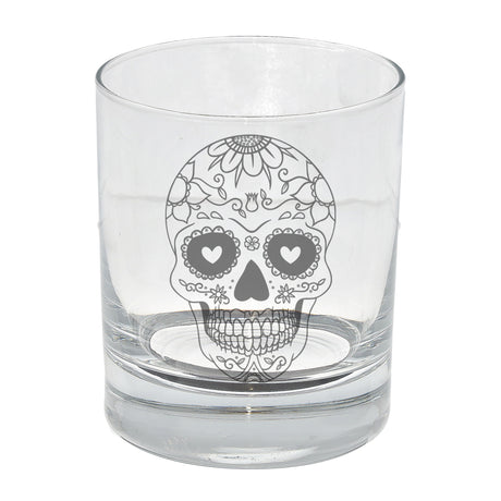 Sugar Skull Engraved Whisky Glass  - Always Looking Good -   
