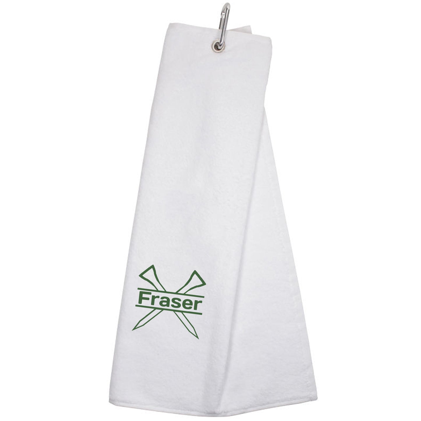 Personalised GOLF Towel - Embroidered Trifold Towel with Carabiner Clip