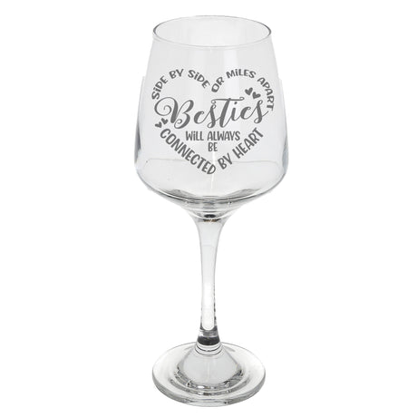 Besties Connected By Heart Engraved Wine Glass and/or Coaster Set  - Always Looking Good - Wine Glass Only  