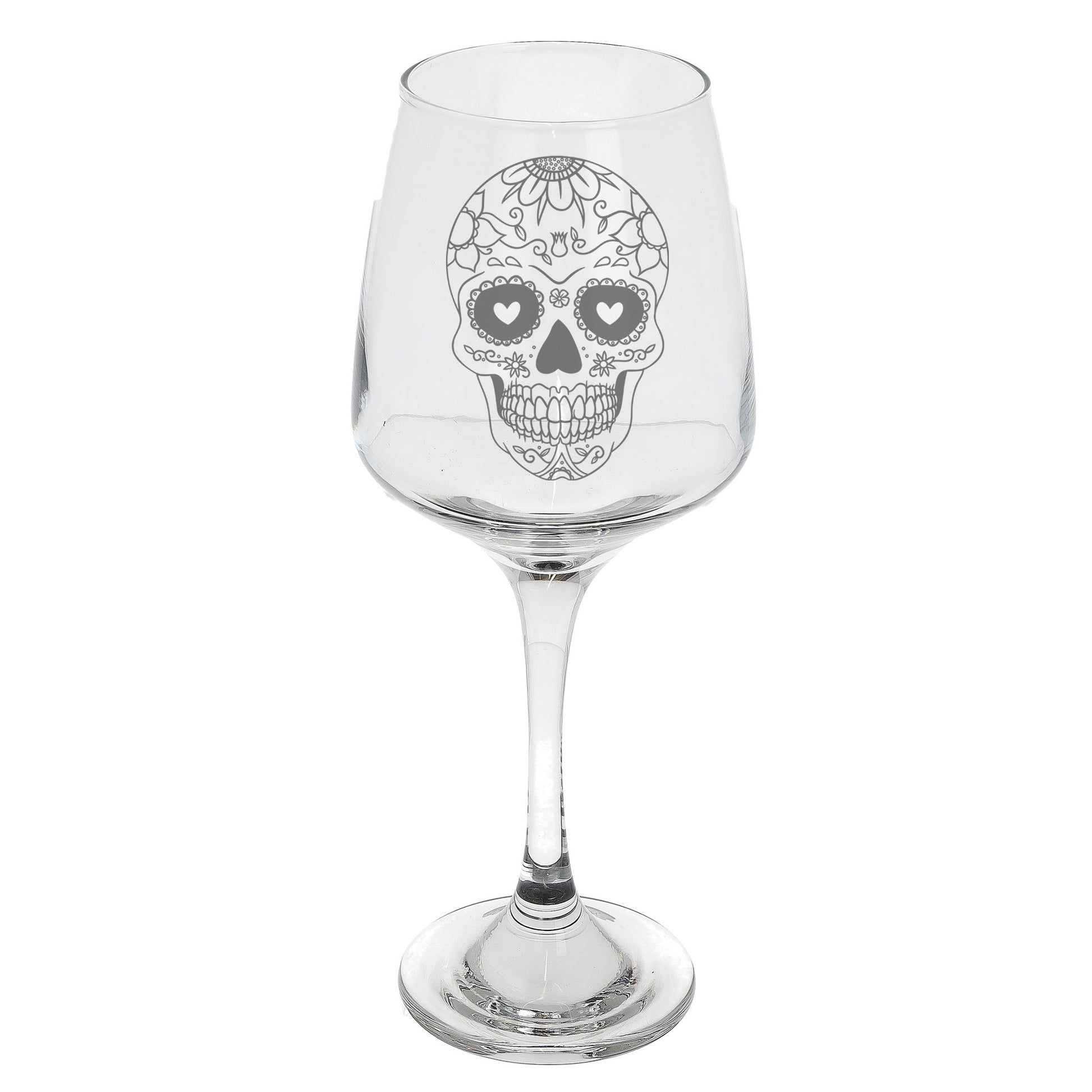 Sugar Skull Engraved Wine Glass  - Always Looking Good -   