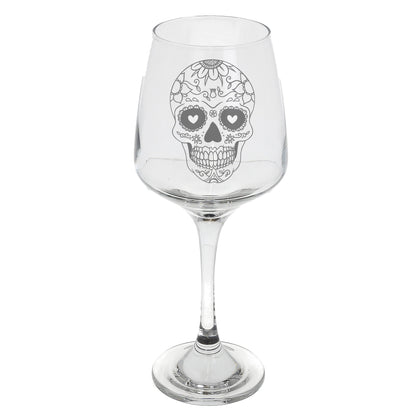 Sugar Skull Engraved Halloween Wine Glass  - Always Looking Good -   