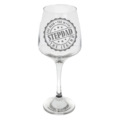Step Dad The Man The Myth The Legend Engraved Wine Glass and/or Coaster Set  - Always Looking Good - Wine Glass Only  