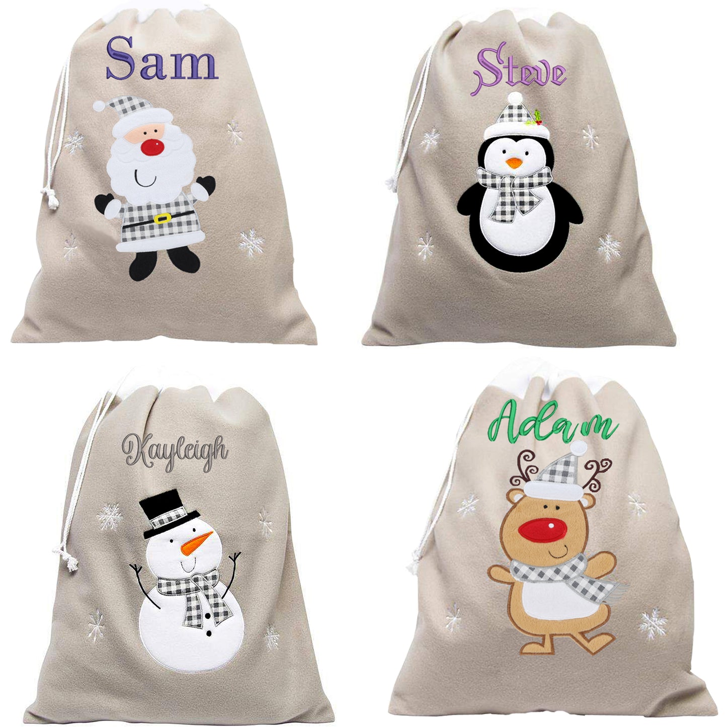 Personalised Embroidered Large Grey Christmas Design Sack  - Always Looking Good -   