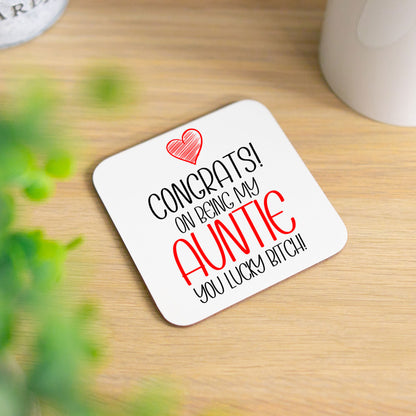 Funny  Mugs and/or Coaster Gift “Congrats On Being My Uncle/Auntie”