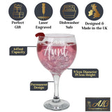 Auntie Gin Glass Gift Personalised & Engraved   - Always Looking Good - Glass Only  