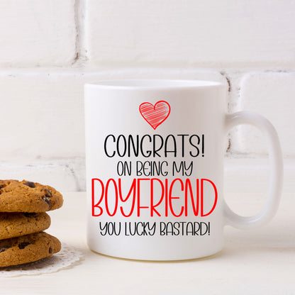 Funny friend Mug and/or Coaster Gift “Congrats On Being My Girlfriend / Boyfriend”