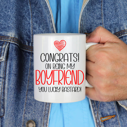 Funny friend Mug and/or Coaster Gift “Congrats On Being My Girlfriend / Boyfriend”