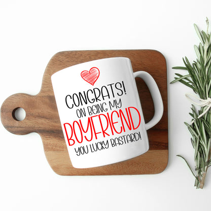 Funny friend Mug and/or Coaster Gift “Congrats On Being My Girlfriend / Boyfriend”
