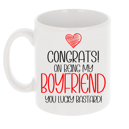 Funny friend Mug and/or Coaster Gift “Congrats On Being My Girlfriend / Boyfriend”